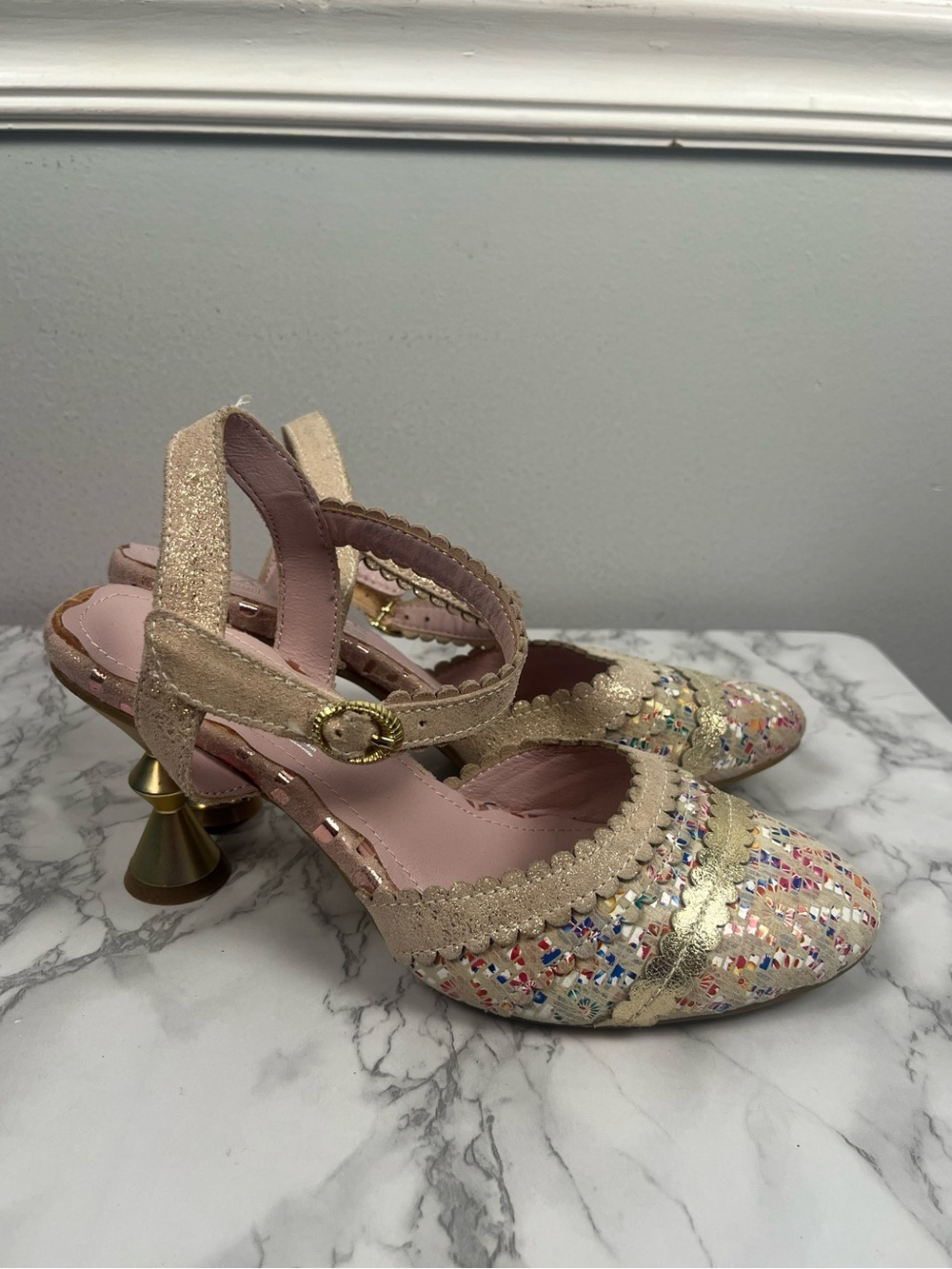 L’artiste pink tan whimsy unique heels size 39 - Picture 3 of 11